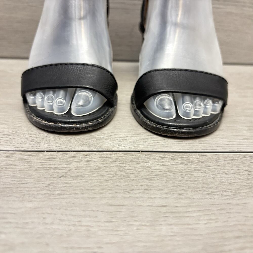 Frye Brielle Black Leather Ankle Strap Block Heel Sandals Size 6 - Picture 5 of 14